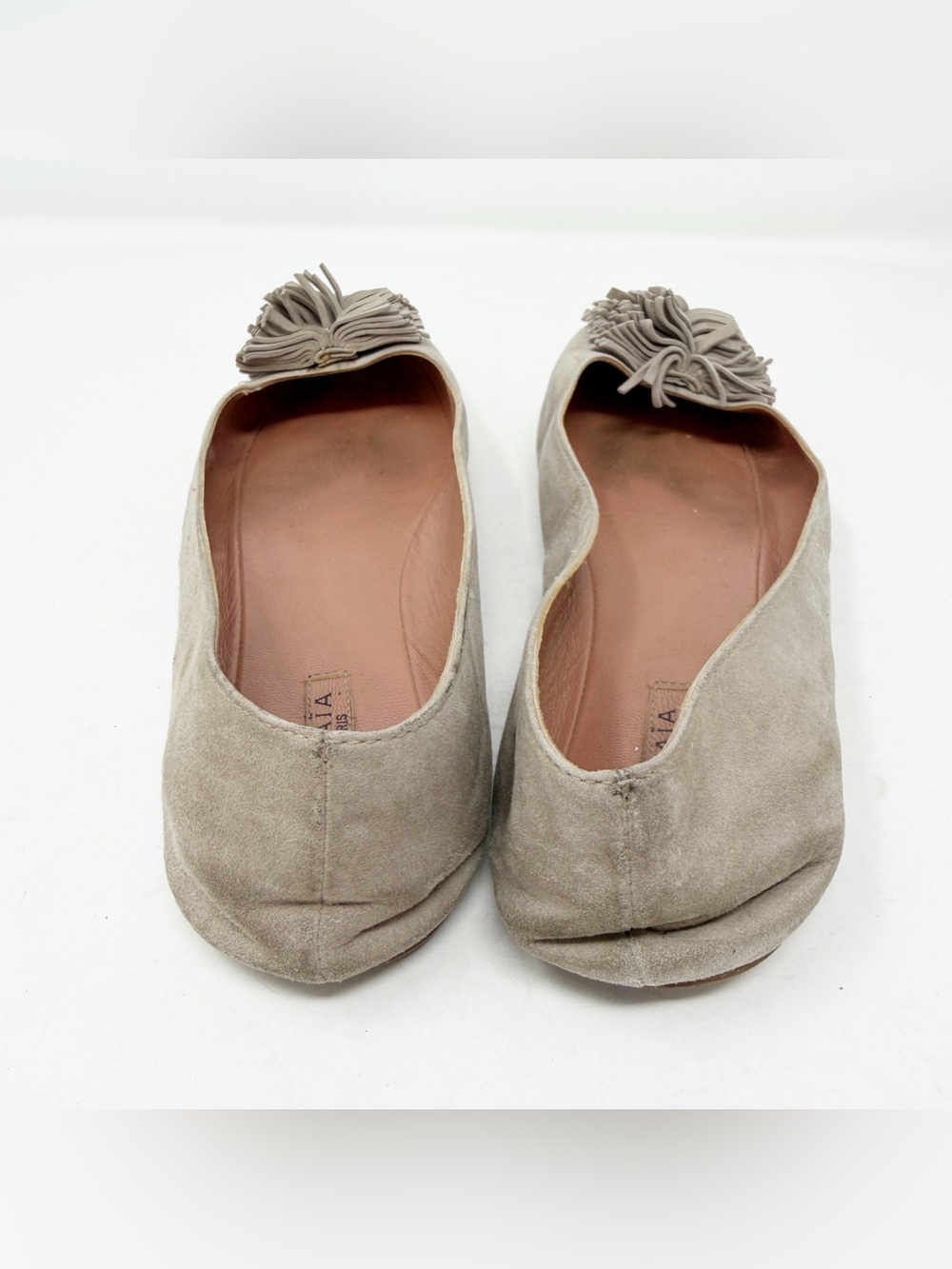 Alaia Gray Suede Fringe Ballet Flats Designer Slip On Size EU 36 US 6 - Picture 4 of 10